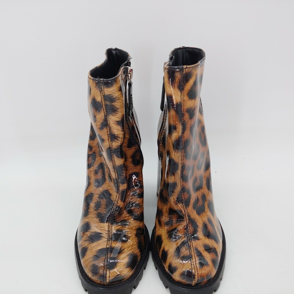 Schutz Shoes Boot Womens 6.5 Leopard Print Ankle High Heel Bootie Side Zip